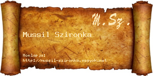 Mussil Szironka névjegykártya